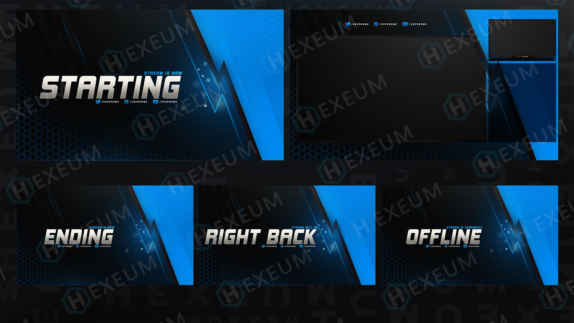 FREE Twitch Overlay Package : Screens, Webcam - Hexeum