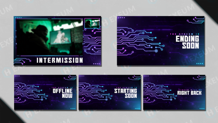 Node : Neon Tech Twitch Overlay Package - Hexeum