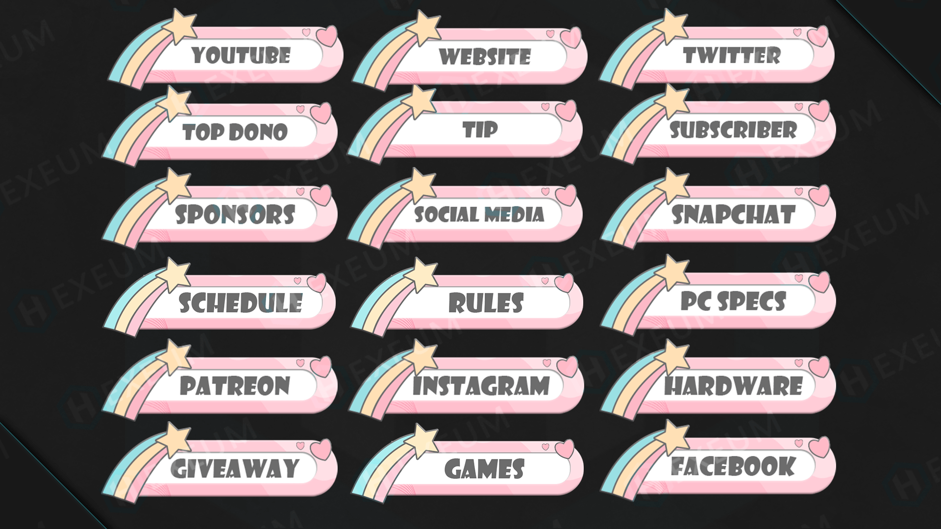 Stream Overlay Package - Arctic - Baby Blue & Pink