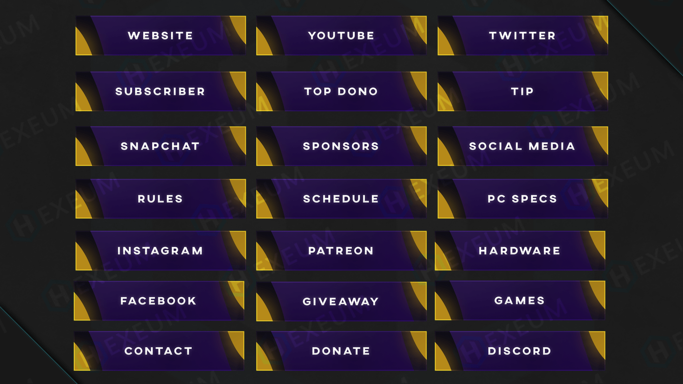free purple & yellow twitch panels