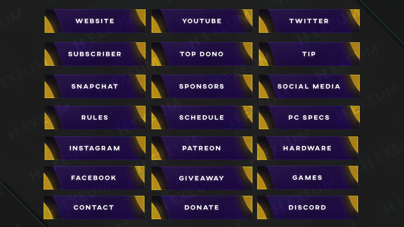 free purple & yellow twitch panels