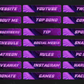 Red and Black Twitch Panels : Channel Buttons - Hexeum