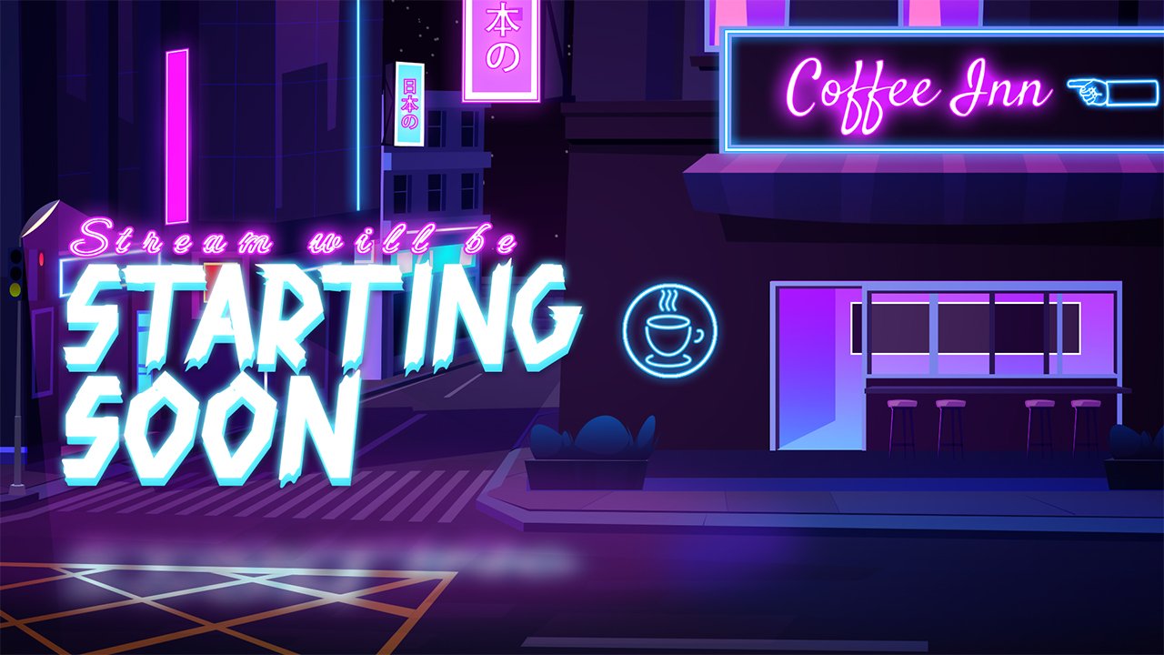 free neon pink starting soon screen