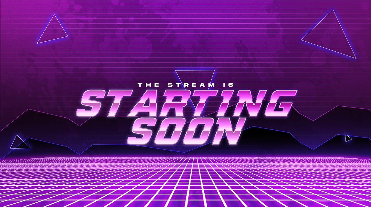 free retro synthwave starting soon screen