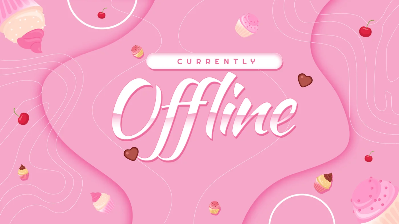 free pink cute twitch offline banner
