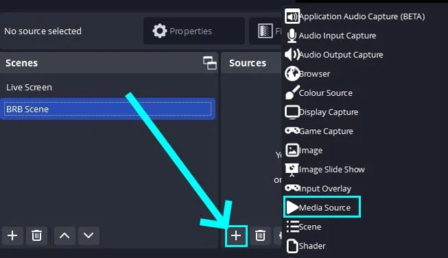 creating a new media source within obs