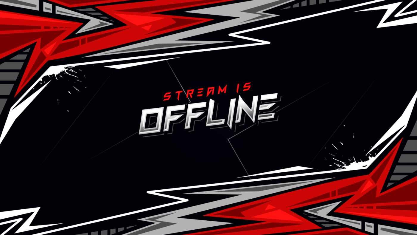 free red and black twitch offline banner