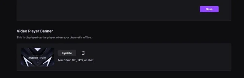twitch offline banner settings