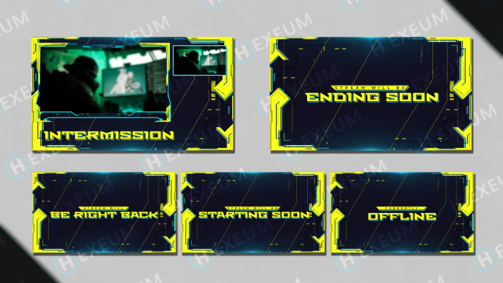 Cyberpunk Twitch Overlay Package Fully Animated Hexeum 1776