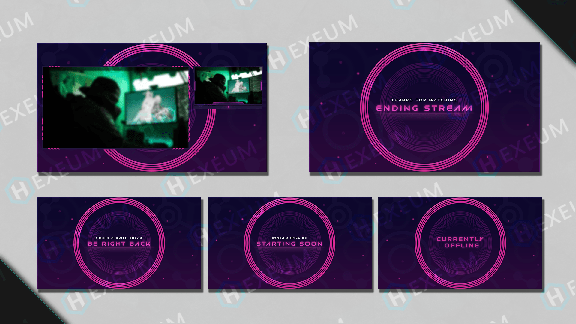 free purple twitch overlays preview with space theme