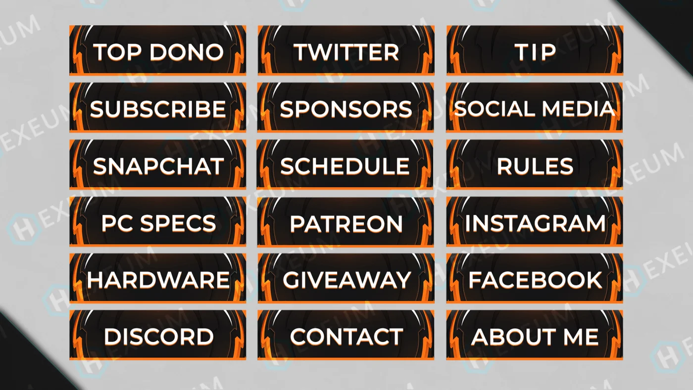 free orange twitch panels