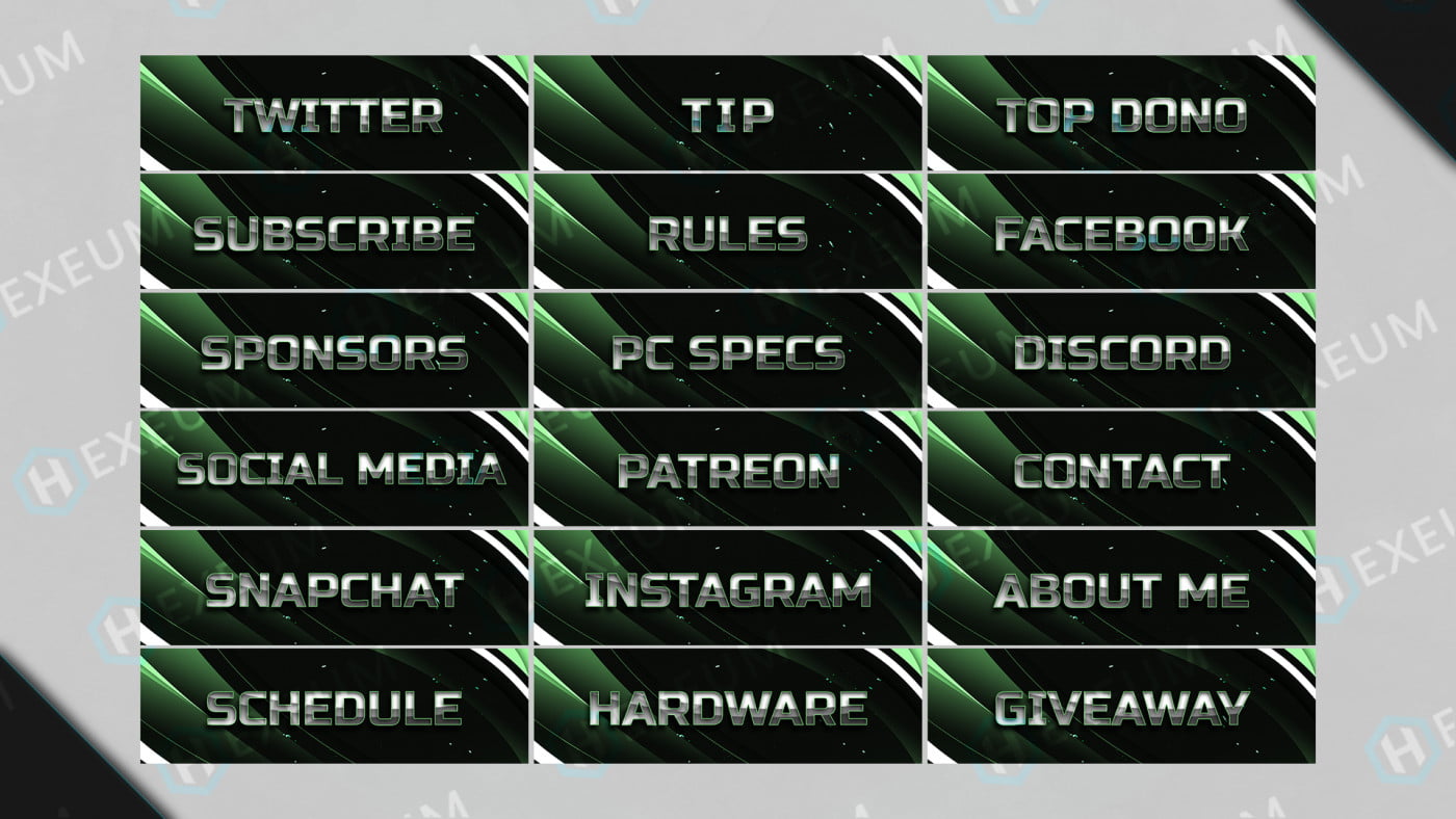 Minted Mint Green Twitch Panels : Channel Buttons - Hexeum