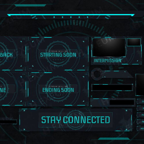 futuristic twitch overlay package stream layout