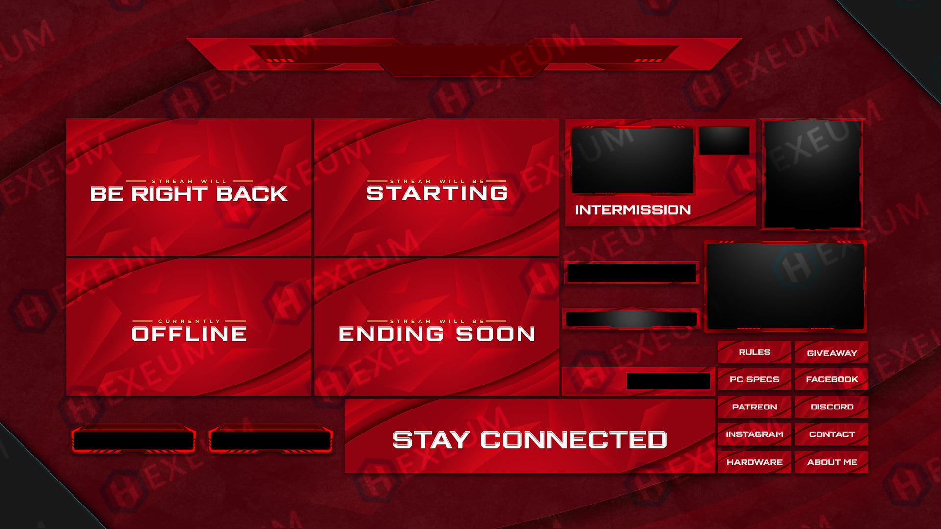 free red twitch overlays preview