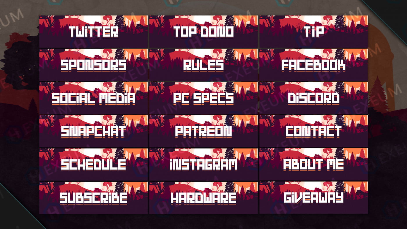 Dystopia Rust Themed Twitch Panels : Channel Buttons - Hexeum