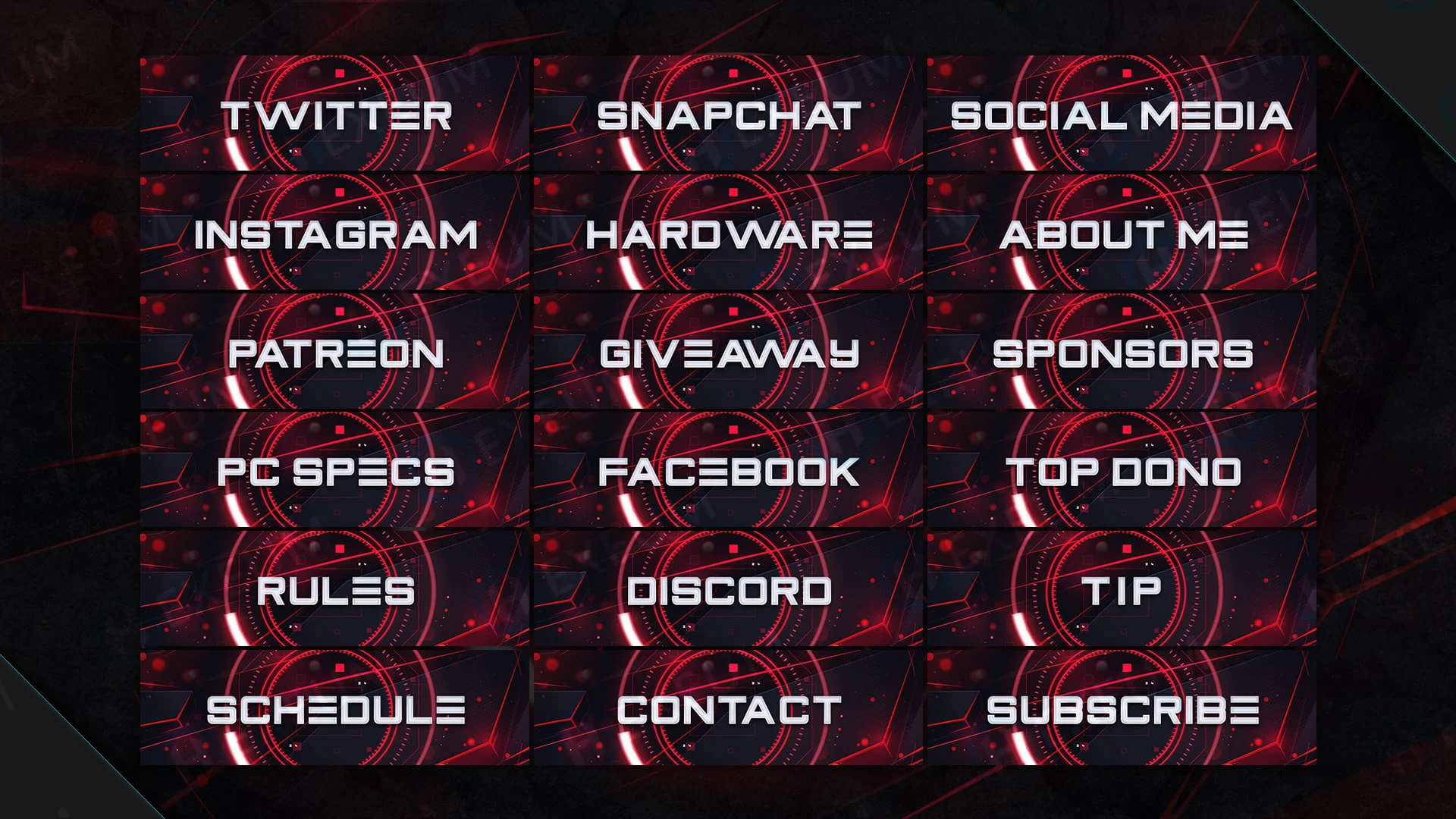futuristic red twitch panels