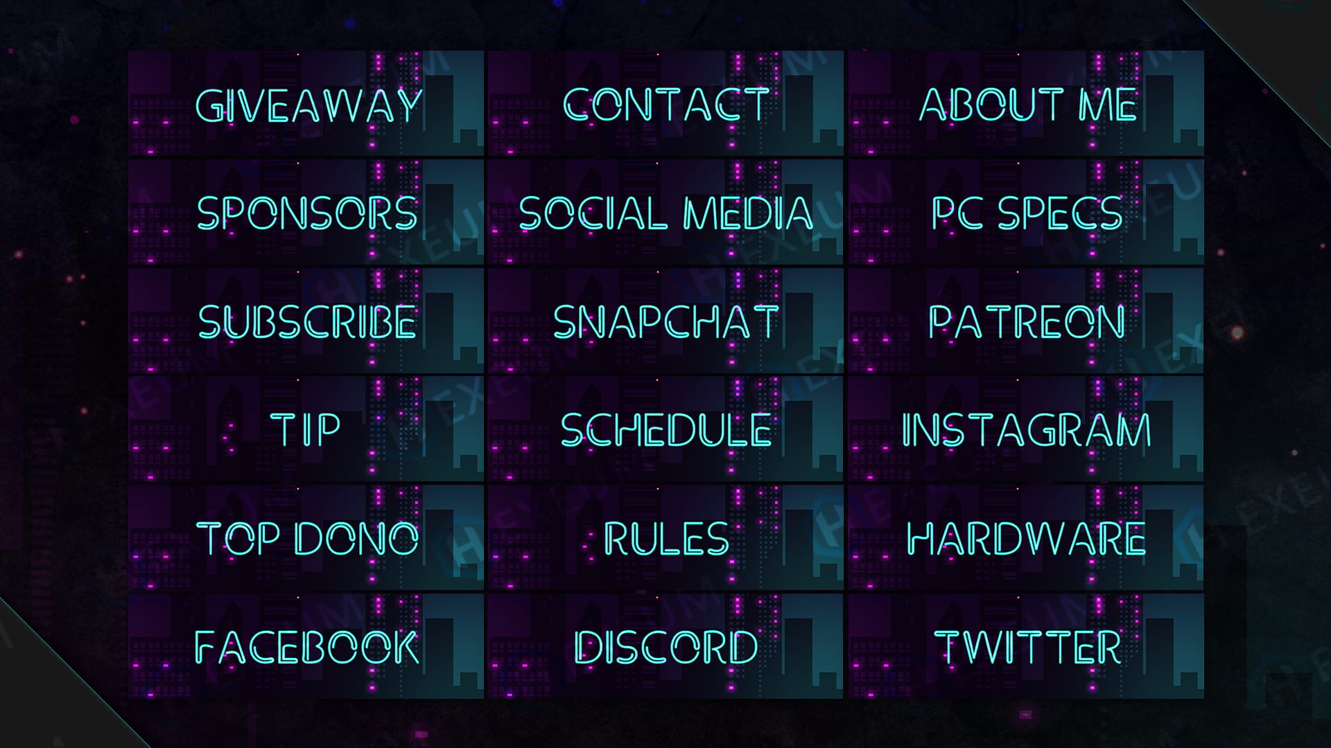 Overlays Stream Pack Animated / Neon Purple Style Compatible 