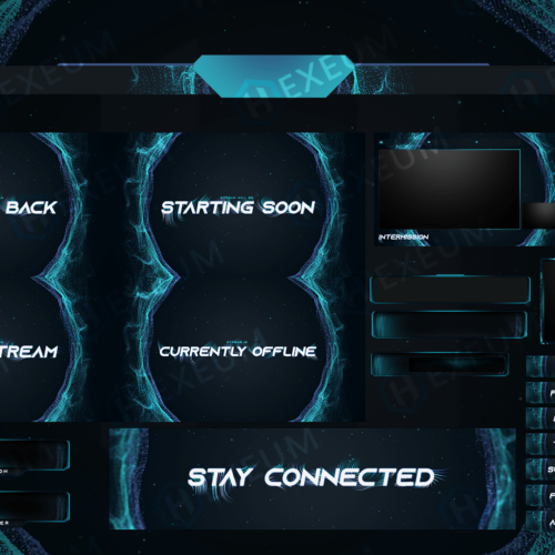blue twitch overlay package stream layout
