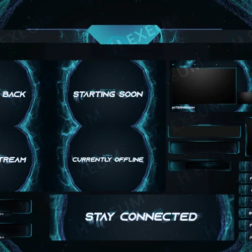 blue twitch overlay package stream layout
