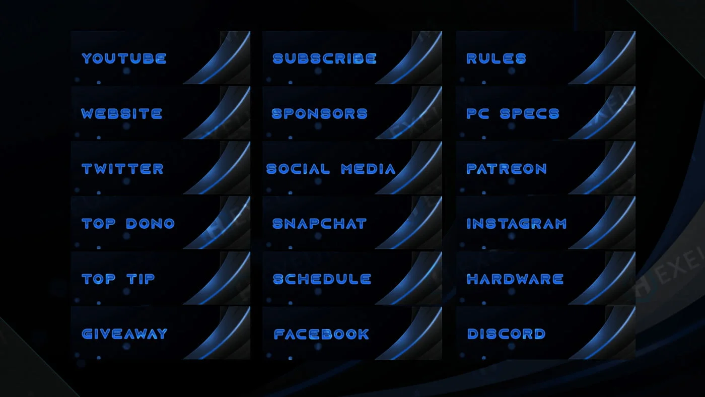 free dark blue twitch panels