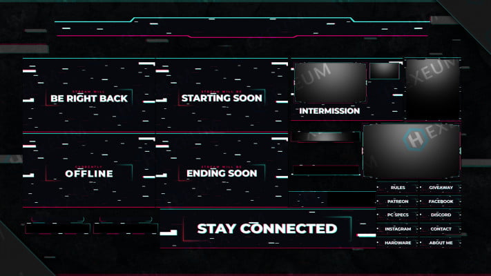 Glitch Twitch Overlay Package for OBS