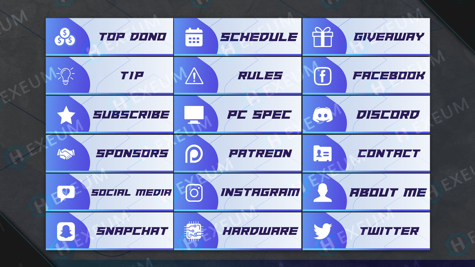 Sleek, Simple Twitch Panels : Channel Buttons - Hexeum