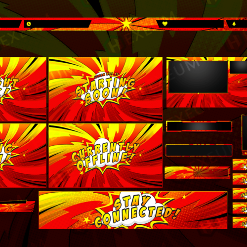 comic book super hero twitch overlay package