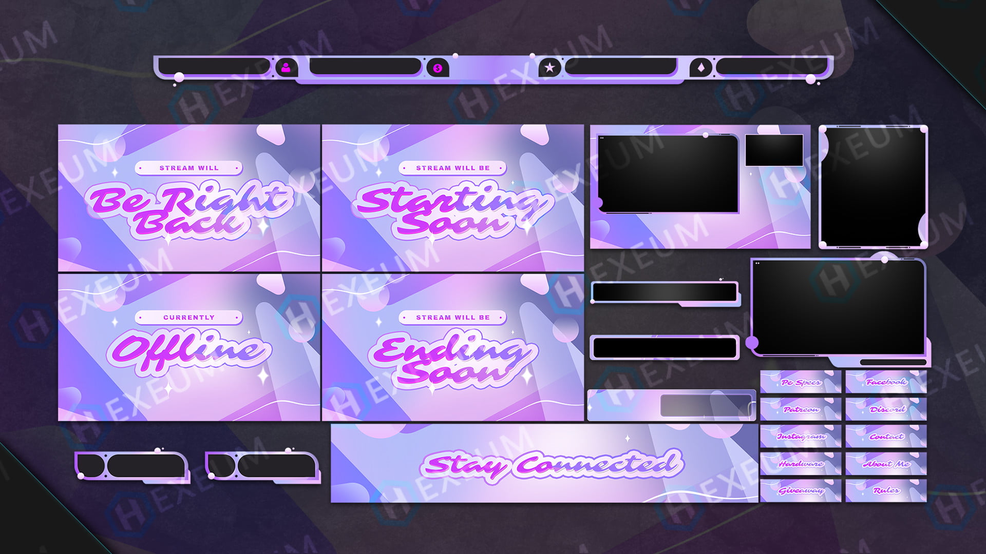 Stream Overlay Package - Arctic - Baby Blue & Pink