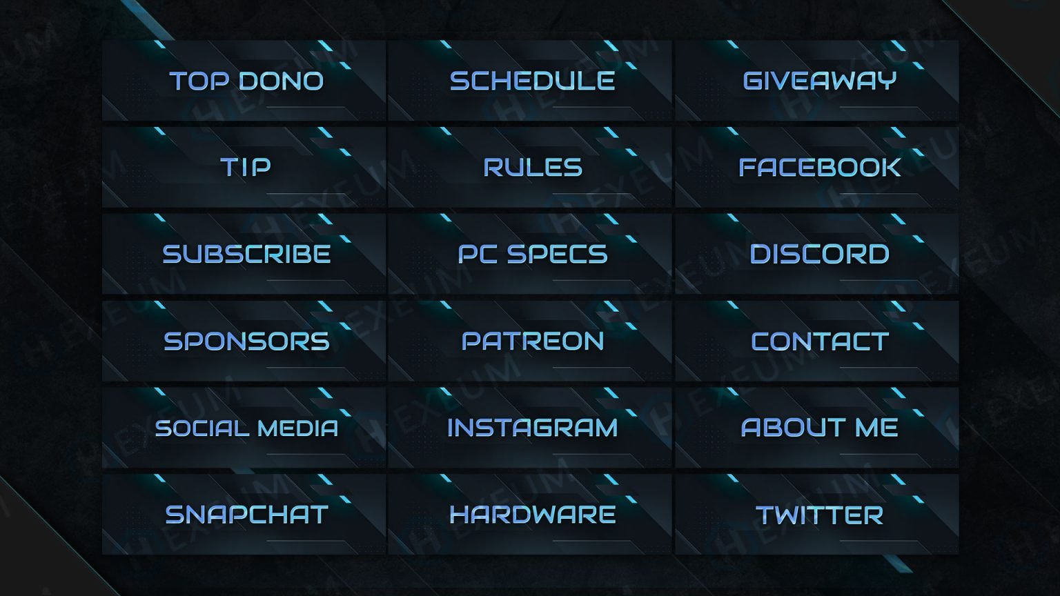 Razor, Blue Animated Twitch Overlay Package - Hexeum