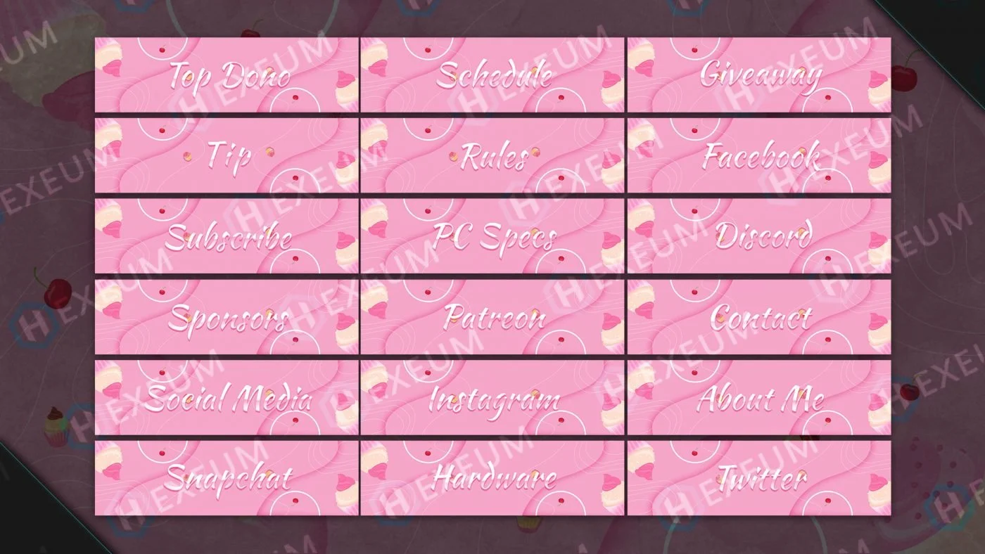free cute pink Twitch Panels