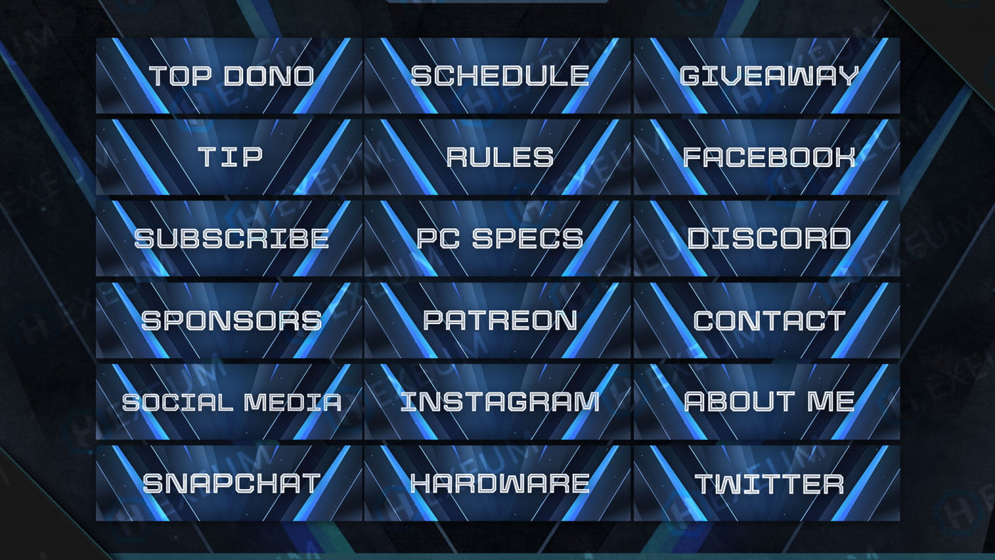 Sabre, Blue Themed Stream Panels : Channel Buttons - Hexeum