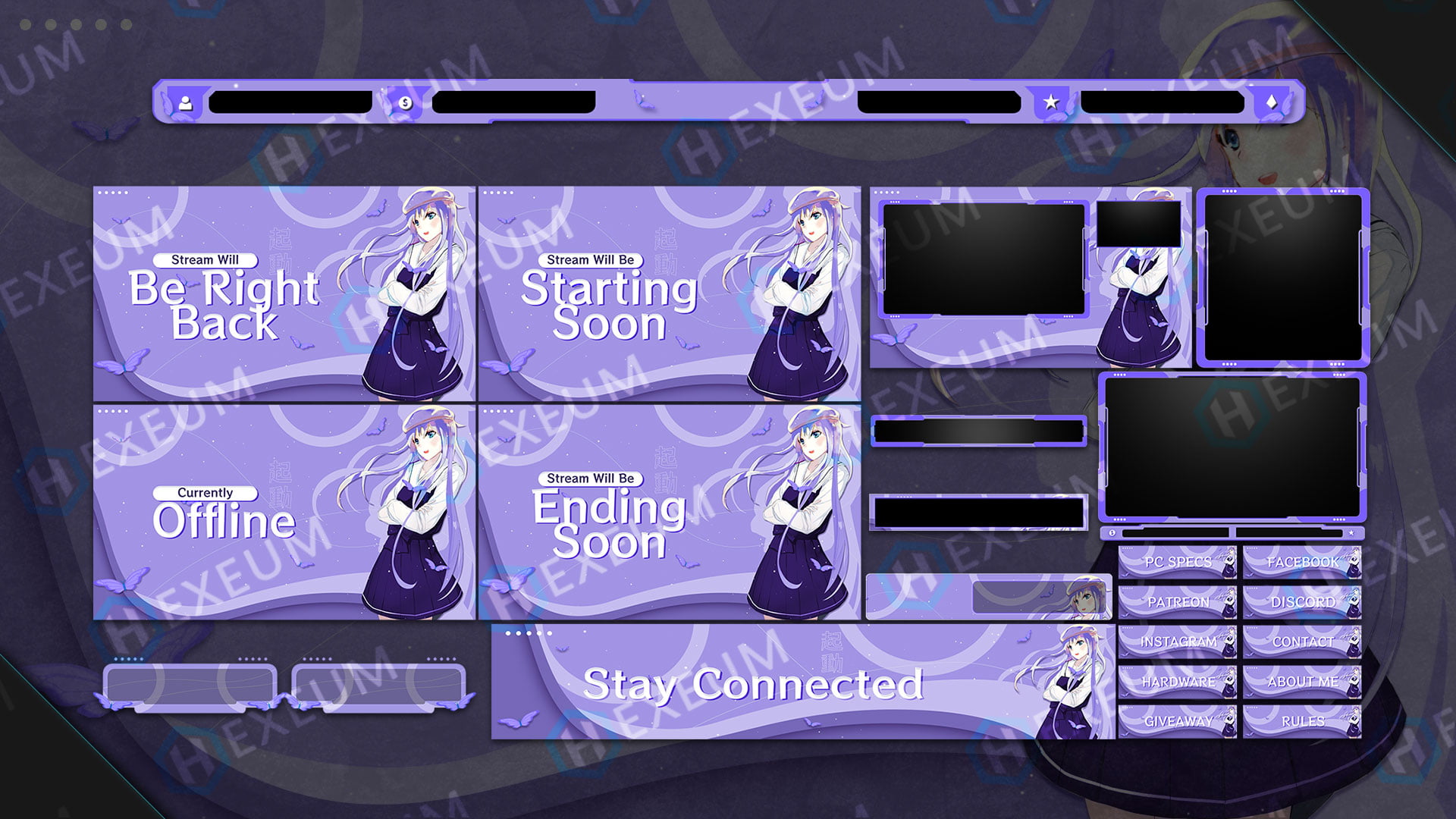 free purple twitch overlays preview