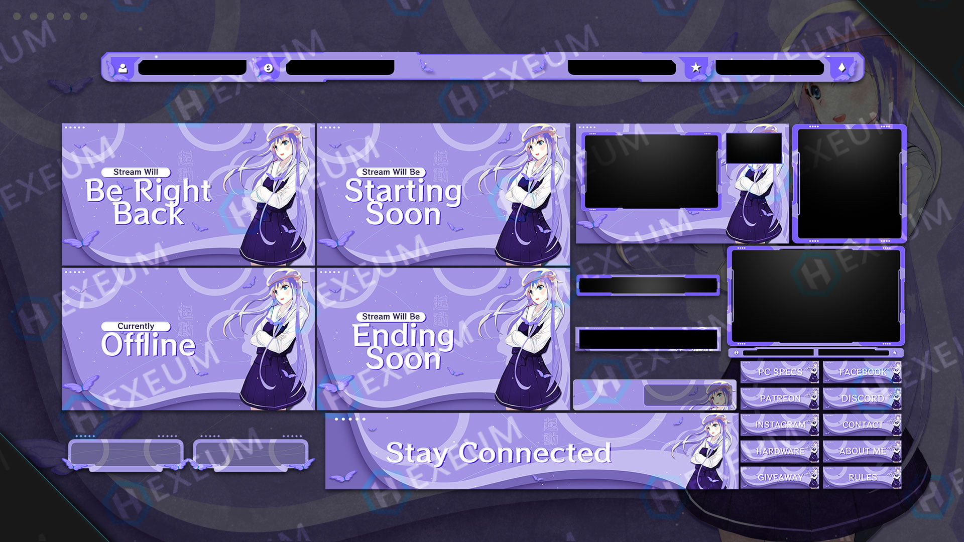 Cute Twitch Animated Transition Designs Overlay Stream Packages available  on