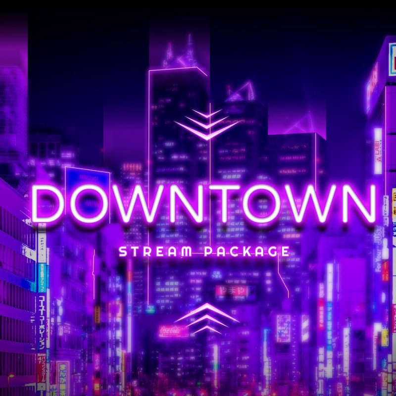 Downtown, Neon Themed Animated Obs Overlay Package - Hexeum