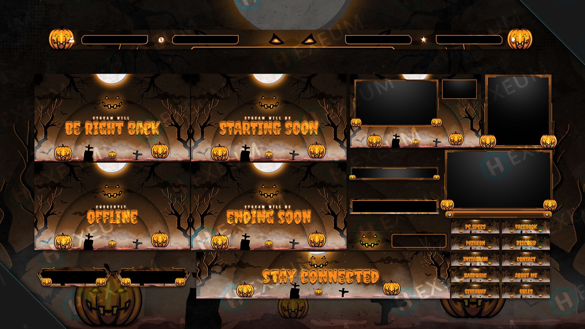 Halloween Themed Animated Stream Package Hexeum