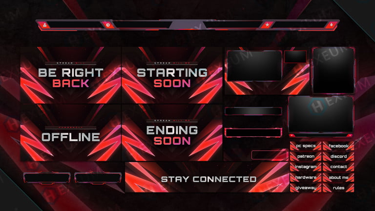 Archaic, Red Themed Animated Twitch Layout Package - Hexeum
