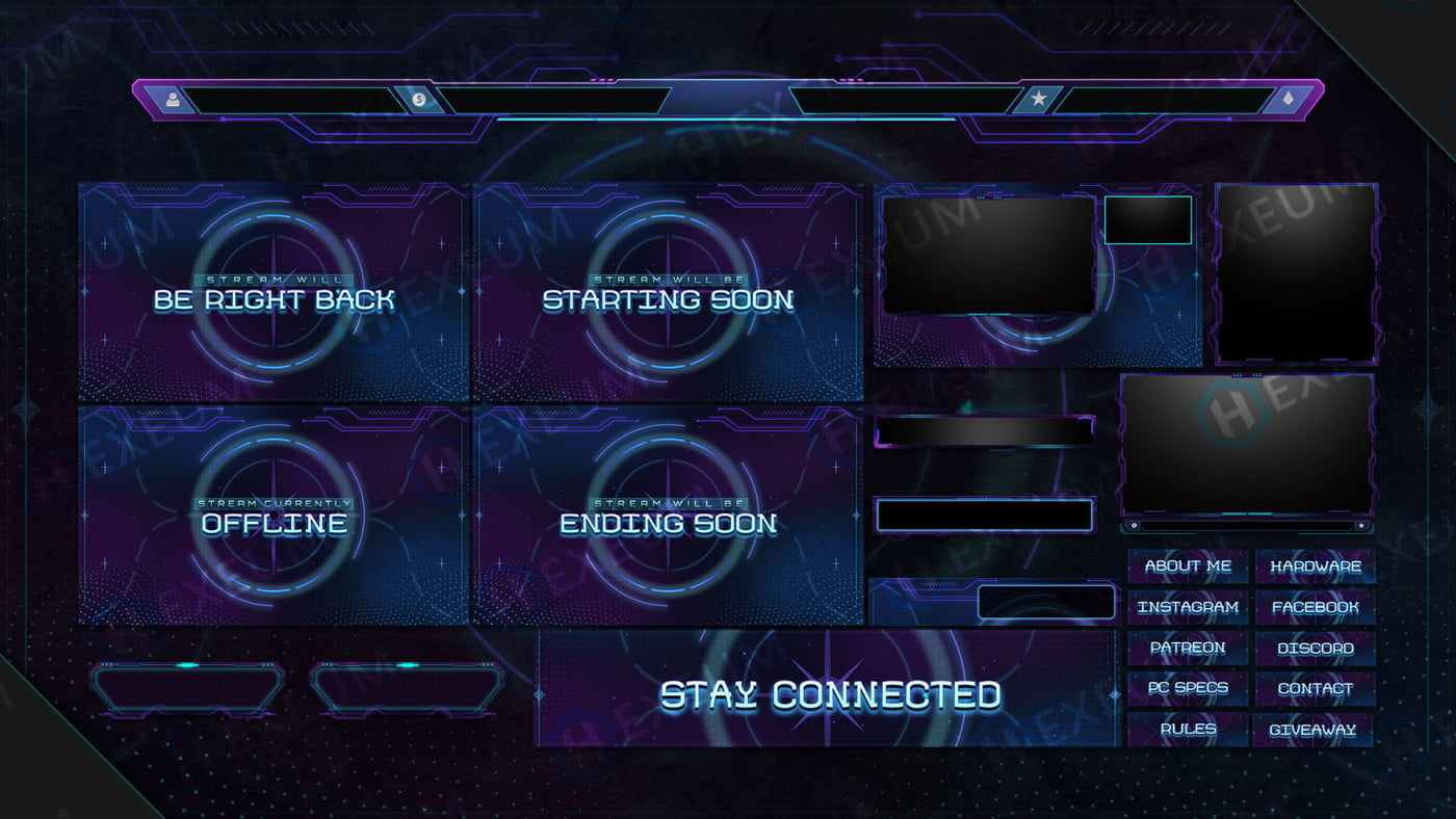 Void, Sci-fi Themed Animated Twitch Layout Package - Hexeum