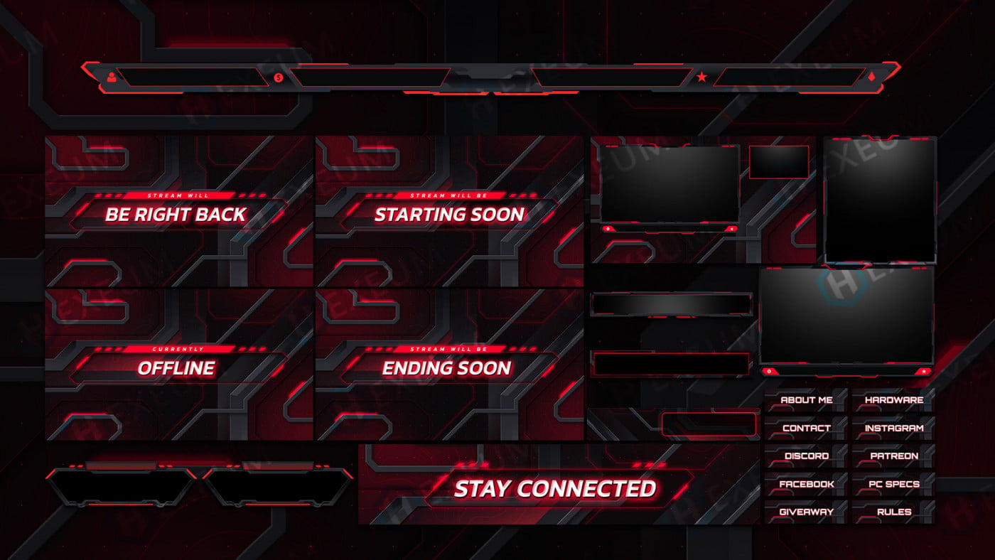 Cipher, Red Themed Animated Twitch Layout Package - Hexeum