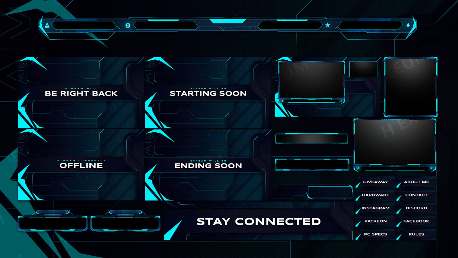 Kinetic, Blue Themed Animated Twitch Package - Hexeum