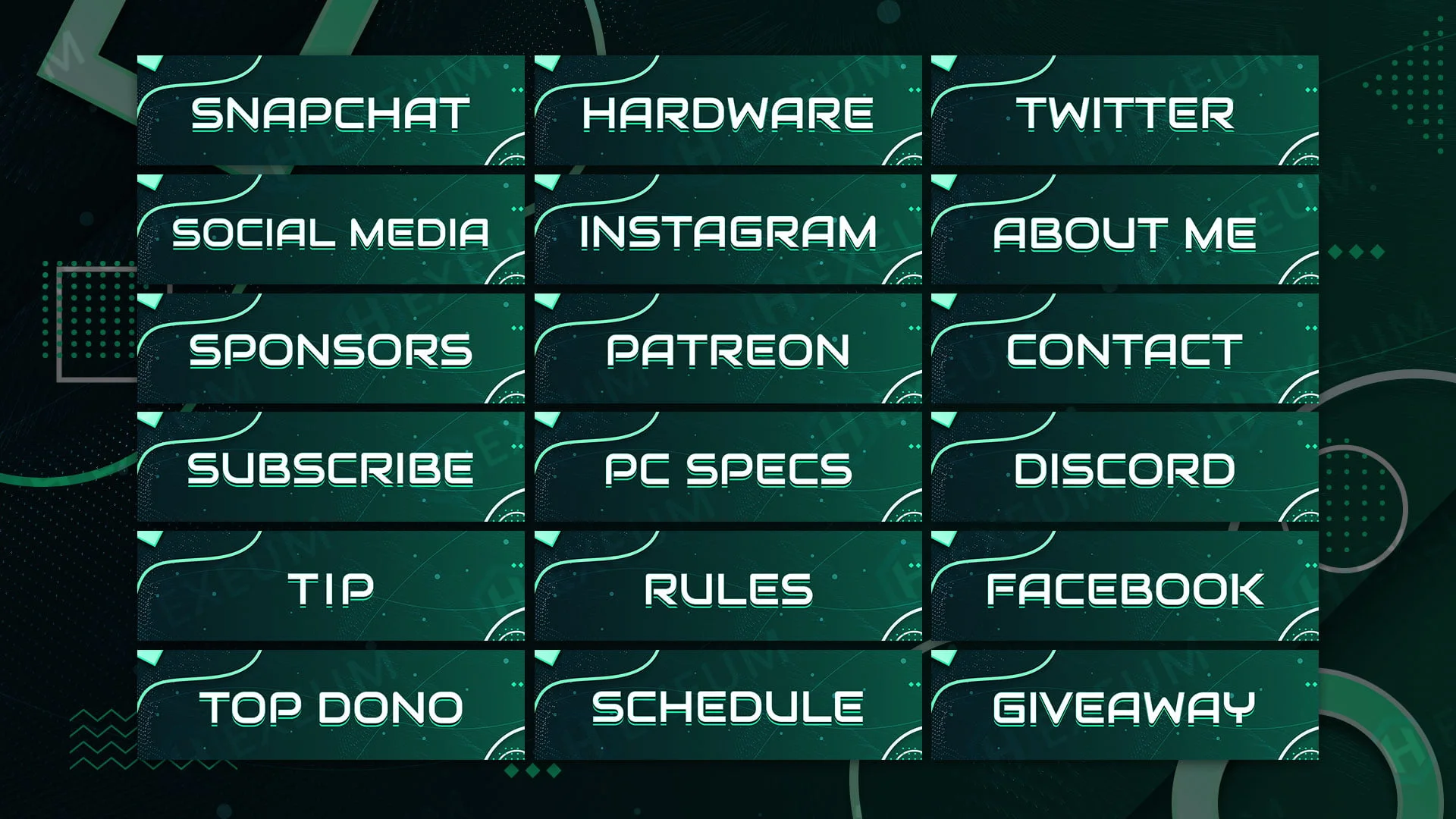 Panels-Preview Green Twitch Panels