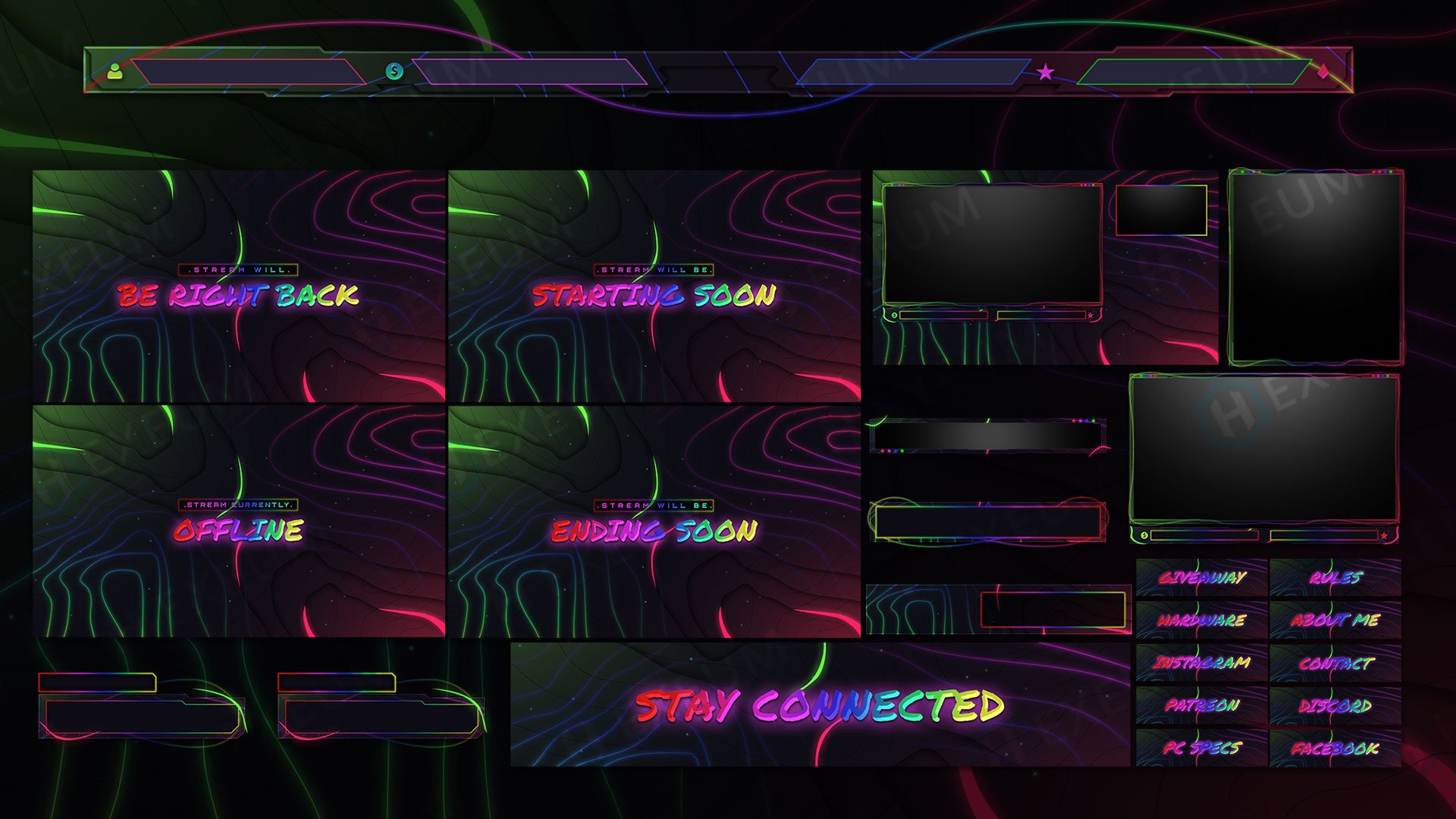 abstract neon podcast overlays