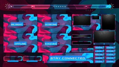 Red and Blue Animated Stream Overlay