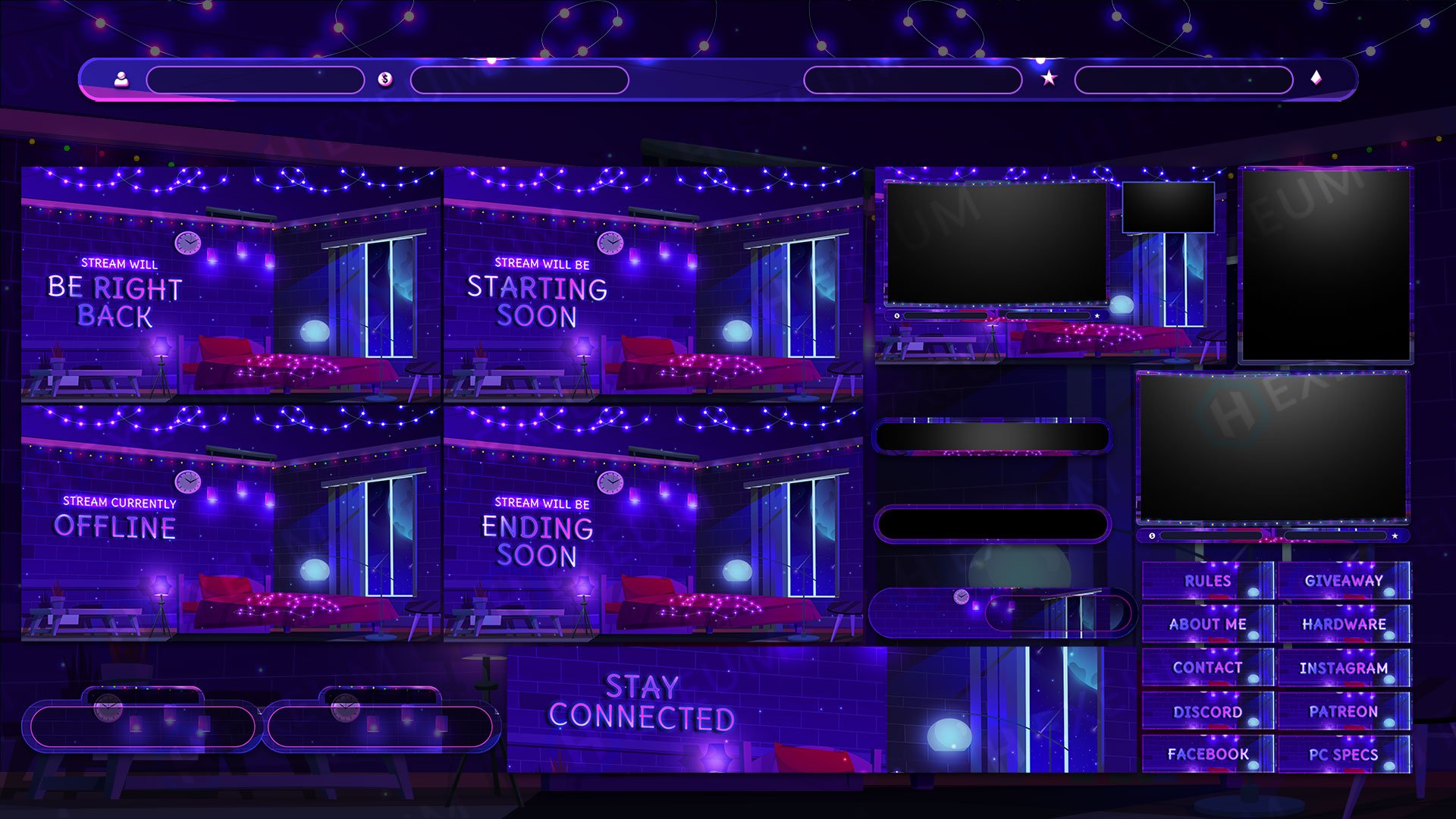 Cozy Room Animated Stream Overlay Pack 