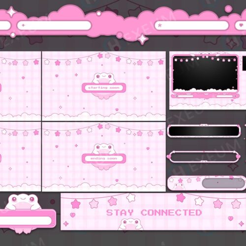 pink twitch overlay package stream layout
