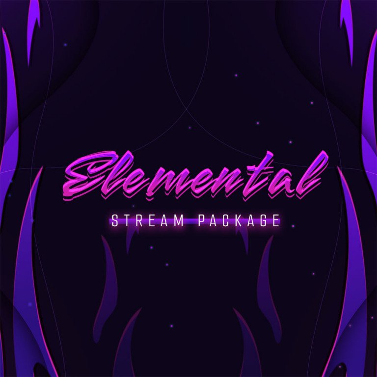 Elemental Purple Themed Animated Stream Overlay Package Hexeum