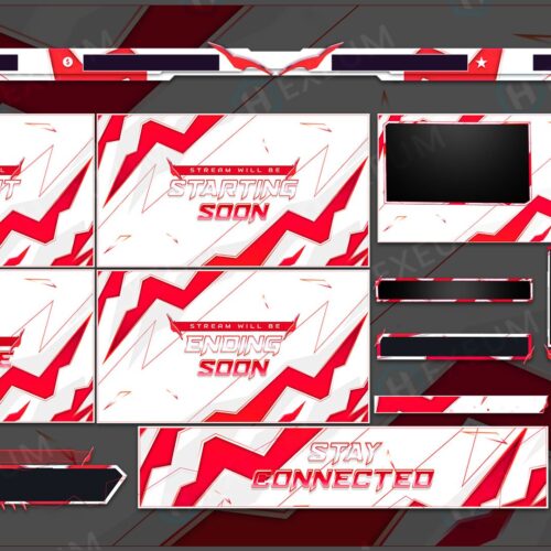 Red and White Animated Stream Overlay
