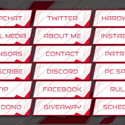 Red and White Twitch Panels