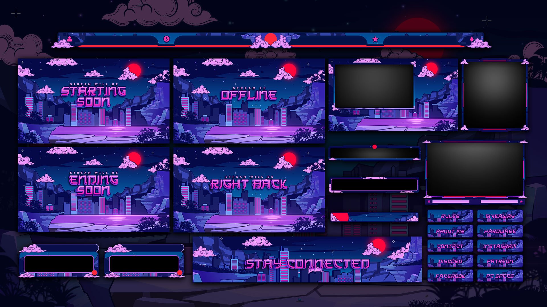 ANIMATED Twitch Overlay / Lo-fi Aesthetic Gaming PC Room