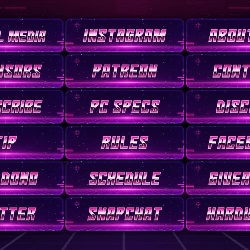Nocturnal, Retro Tech Animated Obs Overlay Package - Hexeum