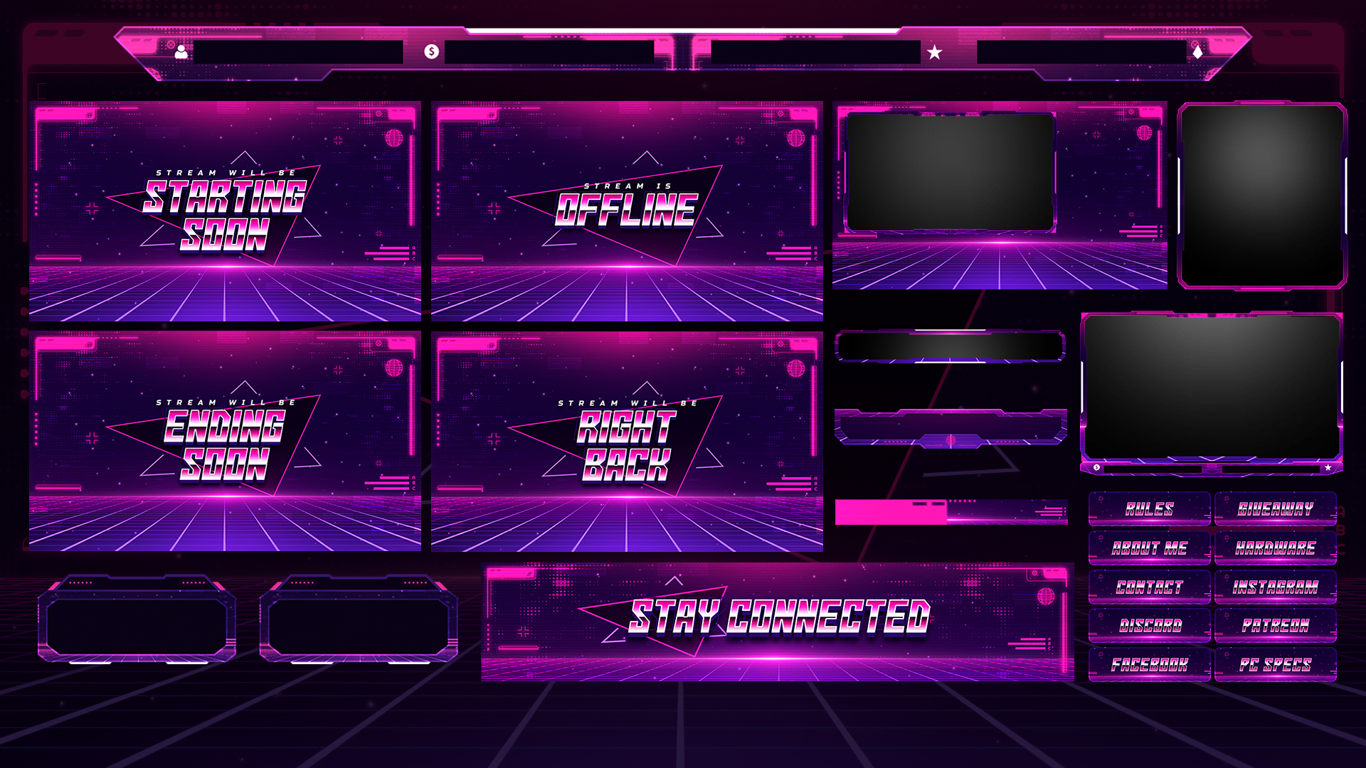 Twitch Overlay Stream Chat Box Vaporwave Retro (Download Now